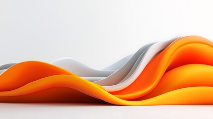 Poster - Abstract orange and white wave forms on white background.