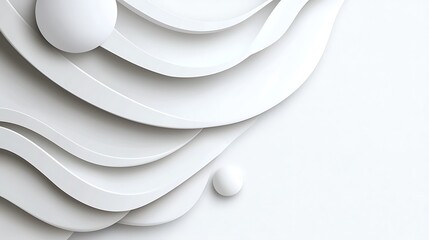 Poster - Abstract white 3D waves and spheres background.