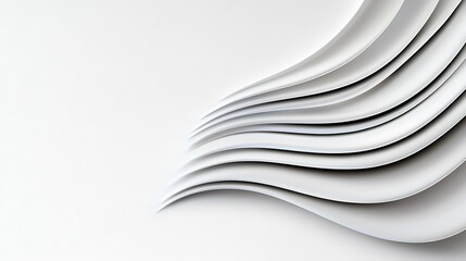 Poster - Abstract white wavy lines on a white background.