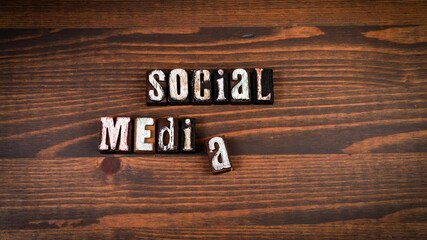 Wall Mural - social media. text formed from moving letters, stop motion, 4k