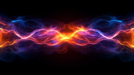 Fototapete - Abstract fiery and icy energy waves collide