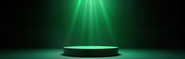 Fototapete - dark green podium stage under dramatic spotlight. minimalist modern design. ideal for product presen
