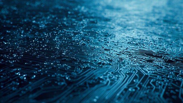 Digital rainfall event abstract circuitry visual art high-tech environment aerial view innovation concept