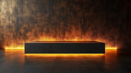 Poster - Sleek minimalist coffee table with warm lighting effect