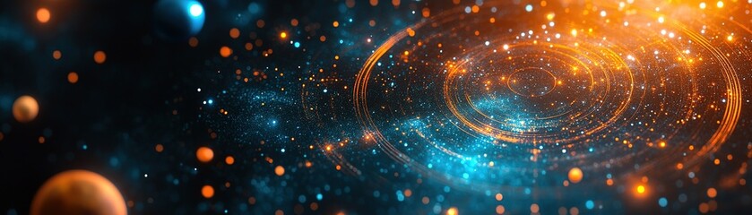 Poster - Galactic exploration journey through the cosmos deep space digital art sci-fi abstract vibrant viewpoint