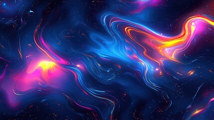 Poster - Dynamic colorful abstract swirls digital art vivid background fantasy setting artistic viewpoint