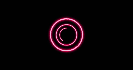Aufkleber - Image of neon concentric data loading rings on black background