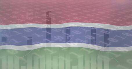 Poster - Image of flag of the gambia over data processing on graph