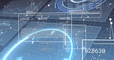 Poster - image of digital data processing over black background