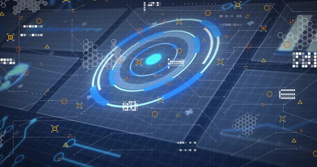 Poster - image of digital data processing over black background