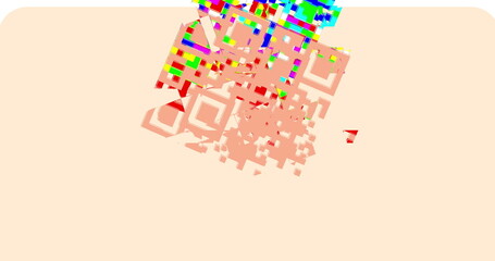Poster - image of qr code and data processing on yellow background