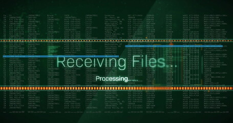 Aufkleber - image of receiving files text and digital data processing over black background