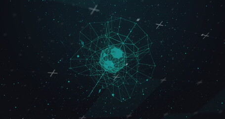 Poster - Image of globe over spots moving on black background
