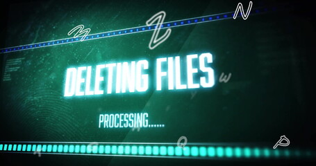 Aufkleber - image of deleting files text and digital data processing over green background
