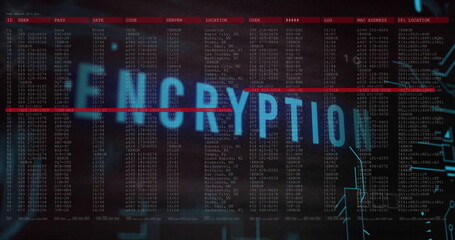 Aufkleber - image of encryption text and digital data processing over black background