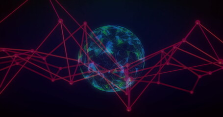 Leinwandbilder - image of network of connections over globe of shapes