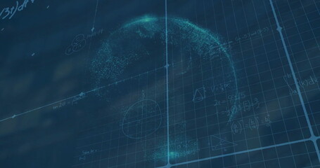 Poster - image of financial data processing over globe