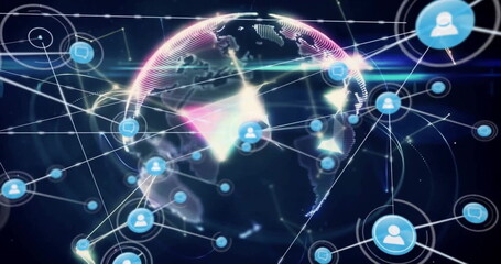 Poster - image of network of connections with spots over globe