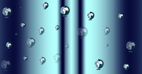 Poster - Image of repeated globes appearing and disappearing over glowing grey background