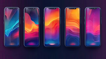 Poster - Vibrant Abstract Designs Showcase on Modern Smartphones