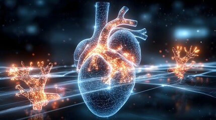 Poster - Close up of the heart s intricate anatomy featuring detailed visualization of the chambers valves and vessels ideal for scientific and medical applications such as healthcare research and education