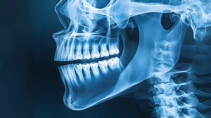 Poster - Comprehensive X Ray Visualization of Human Skull and Dental Anatomy Emphasizing the Intricate Details of Bones and Teeth for Healthcare Diagnostics and Medical Analysis