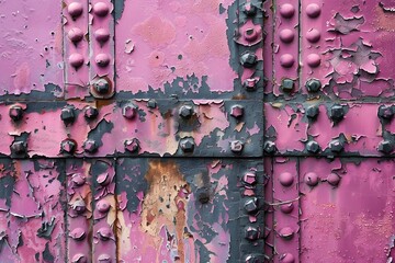 Wall Mural - A close up of a metal structure with peeling paint