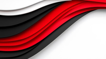 Poster - Abstract red, black, white wave background design.
