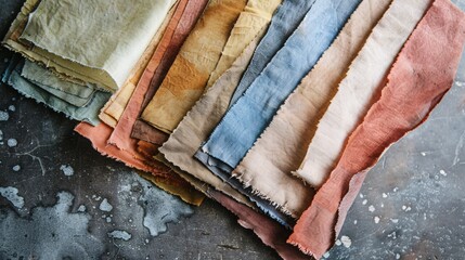 Poster - Linen fabric dyed with natural pigments, showing a range of warm and cool colors