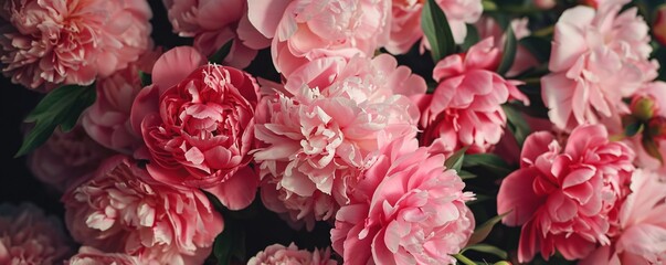 Poster - Gorgeous fresh pink peonies create a stunning floral backdrop