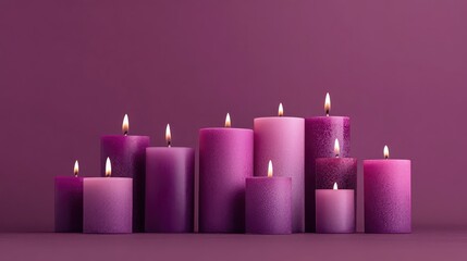 Poster - Decorative candles arranged in a gradient pattern, placed on a plain surface with clean lines for a festive feel.