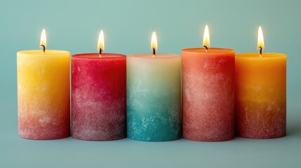 Poster - Decorative candles arranged in a gradient pattern, placed on a plain surface with clean lines for a festive feel.