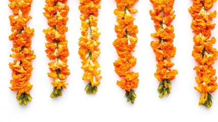 Poster - Top view of marigold garlands forming a decorative border, leaving ample copy space in the center.