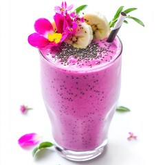 Wall Mural - creamy smoothie with pink dragon fruit