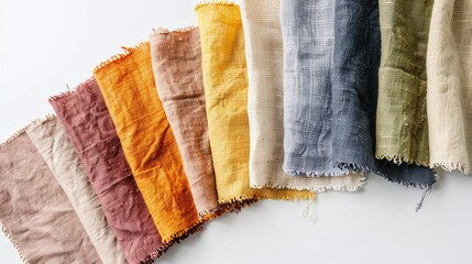 Poster - Samples of dyed linen fabric showcasing a range of warm and cool colors