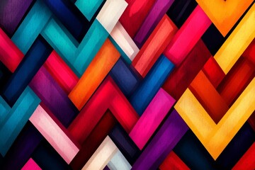 Wall Mural - a vivid zigzag pattern with interlocking shapes in a spectrum of colors, showcasing a dynamic and ey