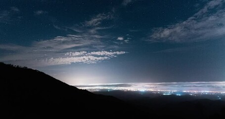 Wall Mural - majestic spain landscape at night, time lapse view