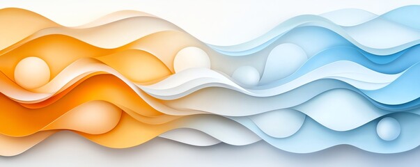 Poster - A vibrant abstract design featuring flowing waves in orange and blue tones. Ideal for backgrounds, digital art, or modern presentations. Adds energy and creativity to any project.
