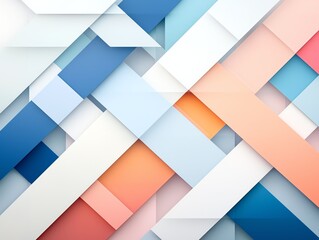 Poster - Abstract geometric pattern featuring pastel colors and layered shapes
