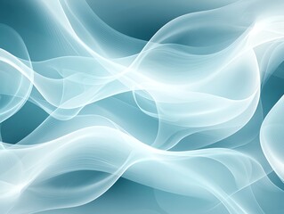 Poster - Abstract wave patterns in soft hues of teal and white create a serene and calming visual experience, perfect for backgrounds, wallpapers, or design projects focused on tranquility.