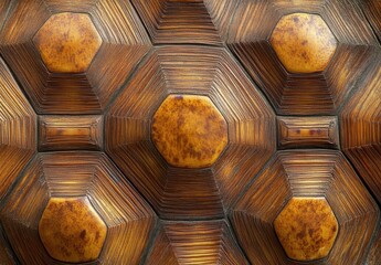 Poster - Close-up View of Intricate Hexagonal and Octagonal Patterns on a Textured Surface, Showcasing Detailed Grain and Natural Color Variations