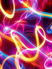 Wall Mural - a vibrant display of colorful, swirling light trails set against a dark background, conveying energy