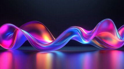 Poster - Dynamic flowing waves of light studio setting abstract art colorful illumination close-up view visual concept