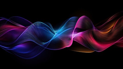 Poster - Dynamic color waves digital art visual effects abstract dark background motion concept for creativity