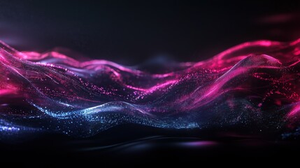 Poster - Dynamic waves of colorful light abstract digital art dark background visual spectrum modern aesthetics