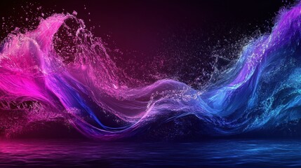 Poster - Dynamic water splash art abstract digital background vibrant colors creative design concept