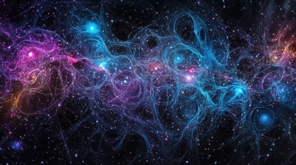 Poster - Exploring cosmic wonders abstract galaxy scene digital art starry space vibrant colors infinite perspective