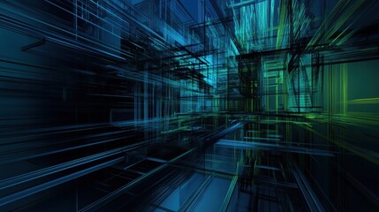 Poster - Dynamic abstract design digital space visual art modern technology aerial perspective futuristic concept