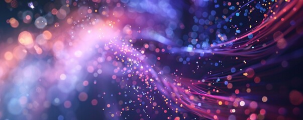Aufkleber - Beautiful bokeh effect and sparkling particles creating wavy lines in an abstract background
