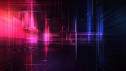 Poster - Dynamic light patterns digital space abstract art futuristic environment wide angle visual innovation